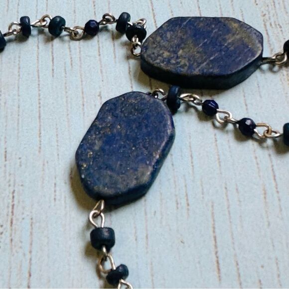 Chicos Blue Lapis Silver Long Necklace - Picture 2 of 3